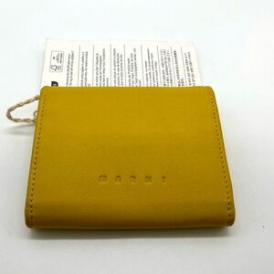 NWT MARNI Yellow Leather Bifold Snap Made In Italy Compact Wallet